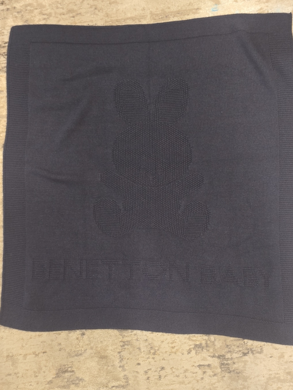Benetton Baby Dark Navy Acrylic Baby Blanket with Logo Detail